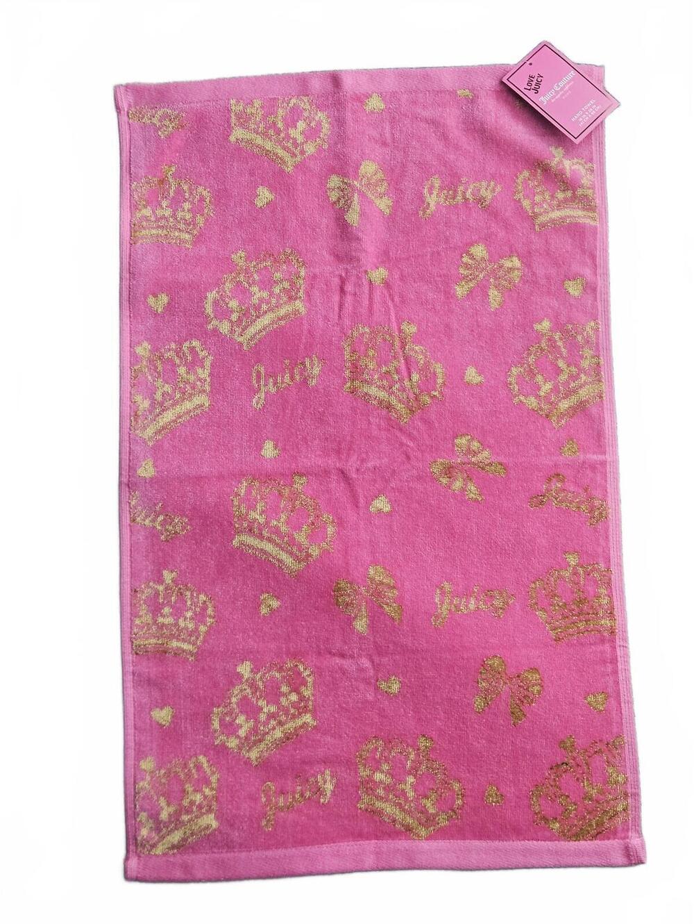 Juicy Couture Pink & Gold Crown Bow Hand Face Towel Y2K McBling Single NWT